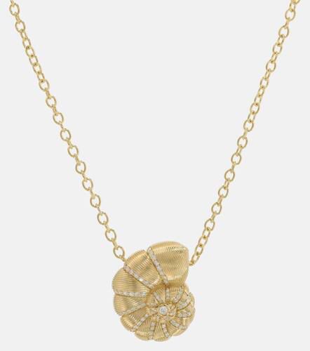 Fluted Nautilus Shell 14kt necklace with diamonds - Sydney Evan - Modalova