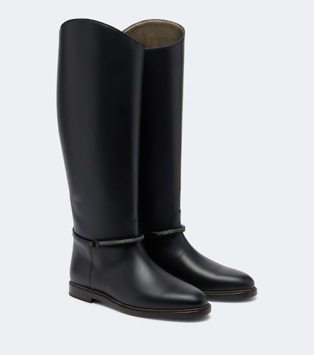 Monili leather knee-high boots - Brunello Cucinelli - Modalova