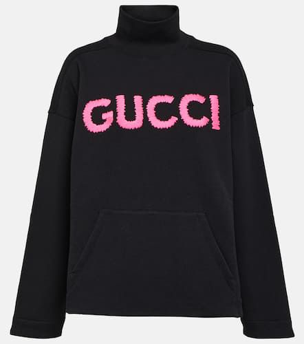 Logo cotton jersey turtleneck sweatshirt - Gucci - Modalova