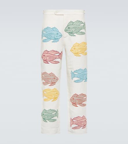 Piscine appliquÃ© linen straight pants - Bode - Modalova