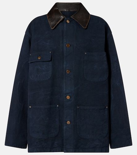 Oversized cotton leather-trimmed jacket - Prada - Modalova