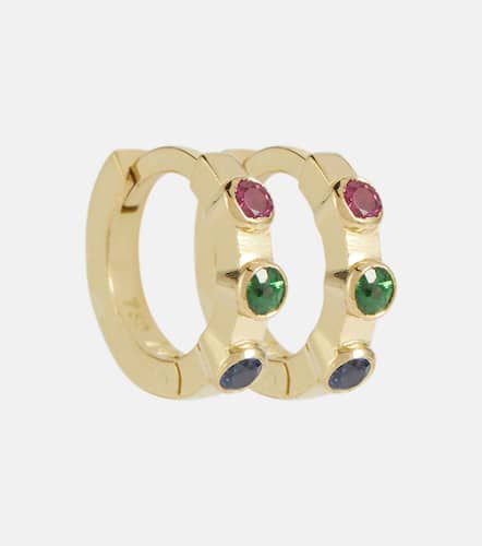 Rainbow Stepping Stone 18kt yellow gold midi hoop earrings with rubies and sapphires - Ileana Makri - Modalova