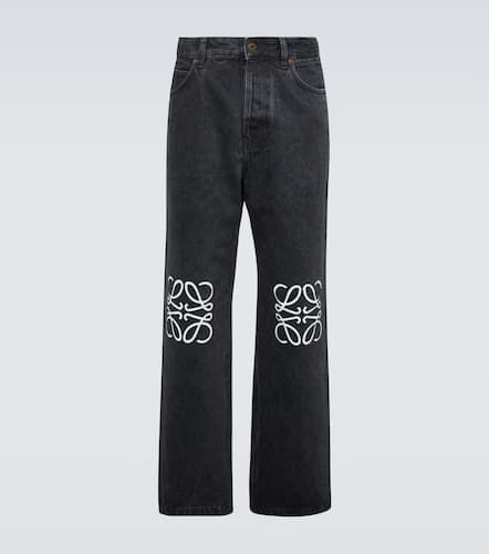 Jeans regular Anagram con pelle - Loewe - Modalova