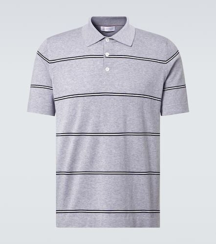 Striped cotton polo shirt - Brunello Cucinelli - Modalova