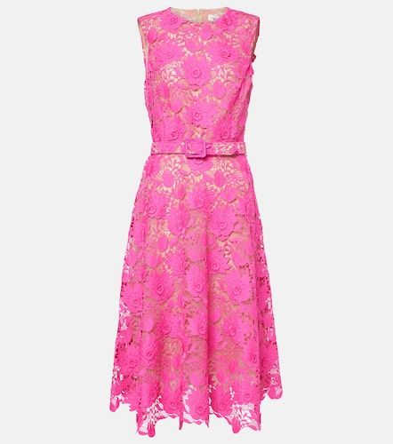 Robe midi en dentelle à fleurs - Oscar de la Renta - Modalova