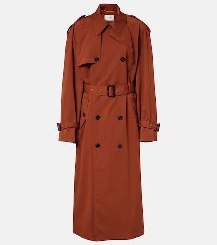 Trench oversize in cotone e seta - Saint Laurent - Modalova