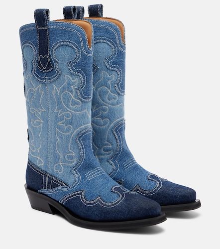Ganni Denim cowboy boots - Ganni - Modalova