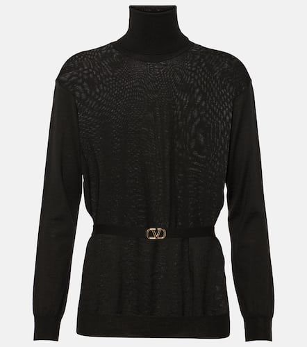Belted virgin wool turtleneck sweater - Valentino - Modalova