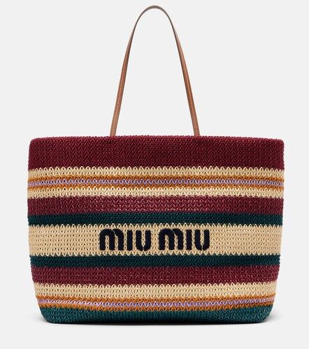 Miu Miu Shopper a righe con logo - Miu Miu - Modalova