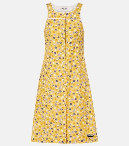 Vestido midi de popelín de algodón floral - Miu Miu - Modalova