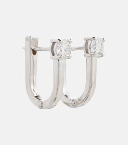 Aria U Huggie 18kt white gold hoop earrings with diamonds - Melissa Kaye - Modalova