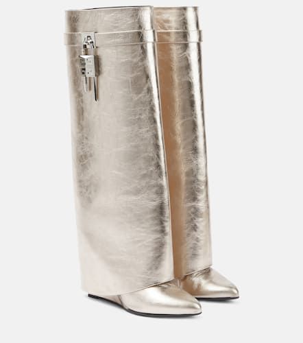 Shark Lock metallic leather knee-high boots - Givenchy - Modalova