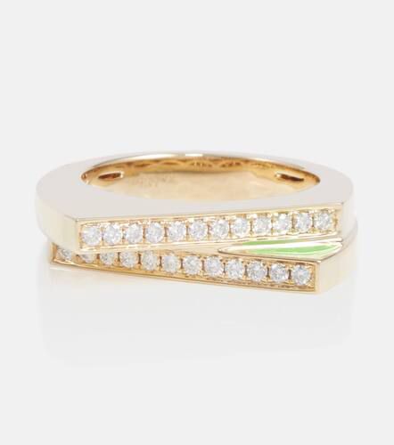 Anillo Handcuff en oro de 9 ct con diamantes y esmalte - Rainbow K - Modalova