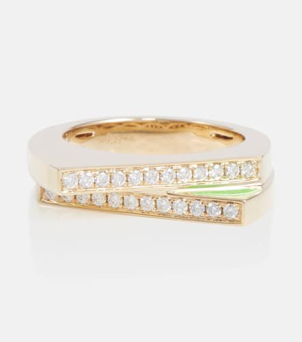 Ring Handcuff aus 9kt Gelbgold und Emaille mit Diamanten - Rainbow K - Modalova