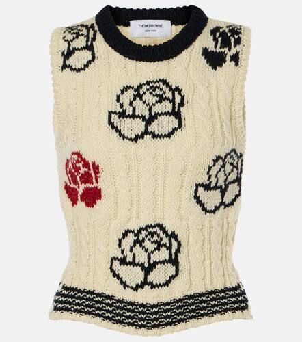 Floral intarsia wool and mohair vest - Thom Browne - Modalova