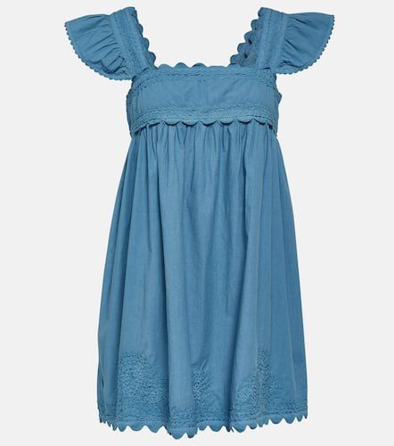 Scalloped embroidered denim minidress - Juliet Dunn - Modalova