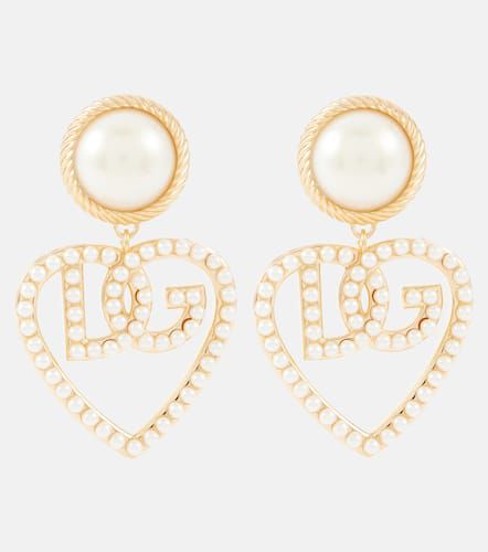 Logo faux pearl clip-on earrings - Dolce&Gabbana - Modalova