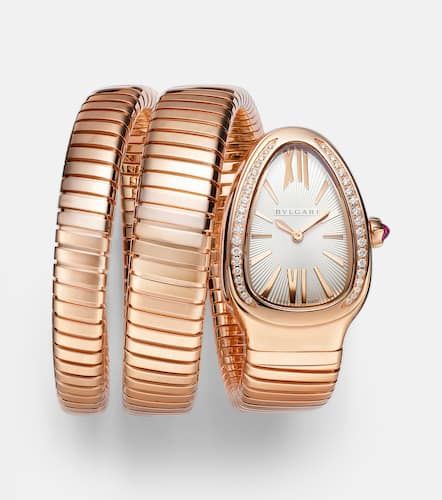 Serpenti Tubogas 35mm rose gold watch with diamonds and quartz - Bvlgari - Modalova