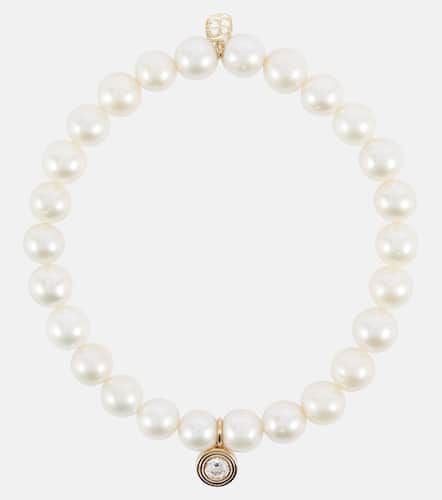 Kt gold and pearl bracelet with diamond - Sydney Evan - Modalova