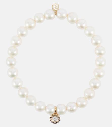 Brazalete de oro de 14 ct y perlas con diamante - Sydney Evan - Modalova