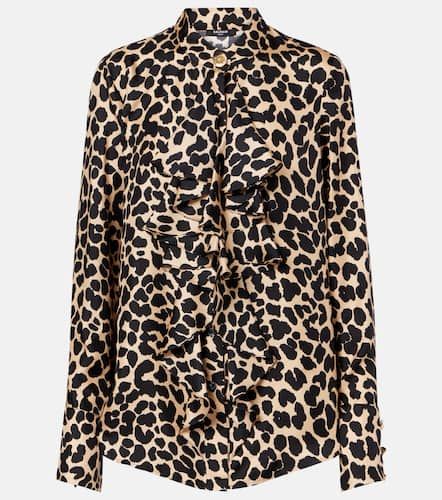 Camicia in seta con stampa leopardata - Balmain - Modalova