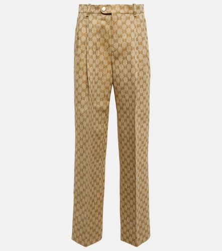 Pantalones de algodón y lino en jacquard con GG - Gucci - Modalova