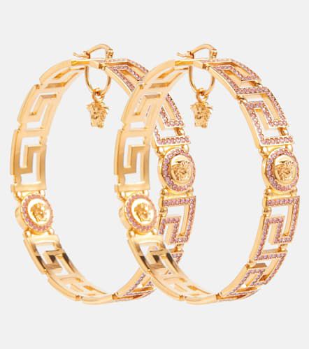 Greca crystal-embellished hoop earrings - Versace - Modalova