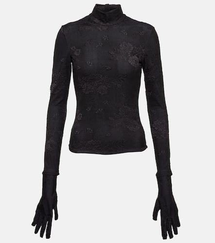 Floral lace mockneck gloved top - Balenciaga - Modalova