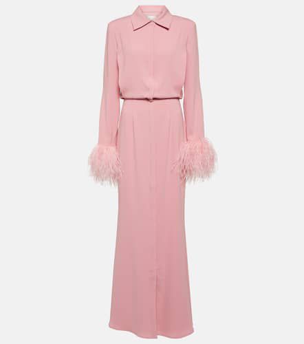 Feather-trimmed crÃªpe maxi shirt dress - Roland Mouret - Modalova