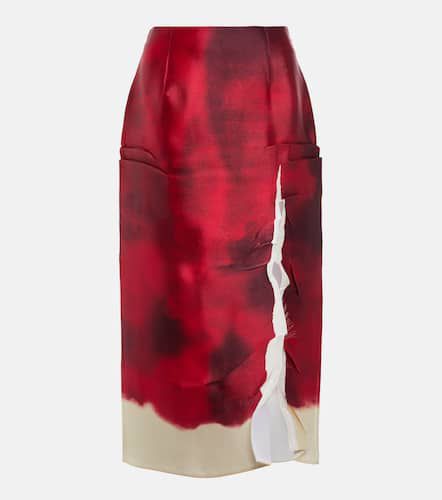 Printed satin silk-blend midi skirt - Prada - Modalova