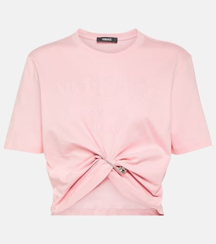 Camiseta cropped de jersey de algodón - Versace - Modalova