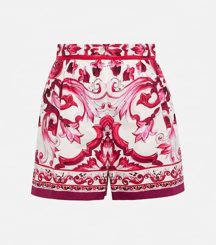 Shorts in popeline di cotone con stampa - Dolce&Gabbana - Modalova