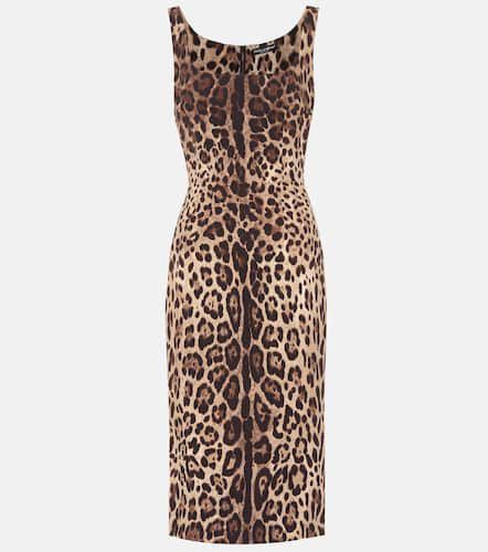 Leopard-print stretch-silk dress - Dolce&Gabbana - Modalova