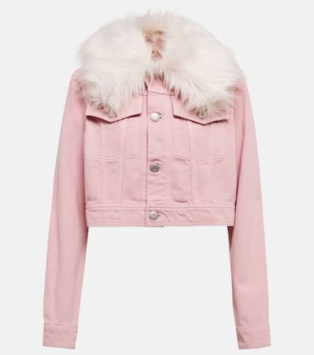 Faux fur-trimmed denim jacket - Ami Paris - Modalova