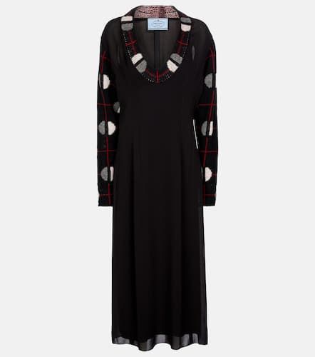 Vestido midi de crepé de lana y seda - Prada - Modalova