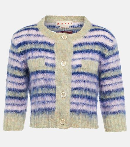 Cardigan cropped in misto mohair a righe - Marni - Modalova