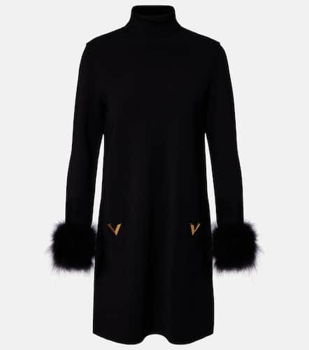 Vestido corto con plumas y VLogo - Valentino - Modalova