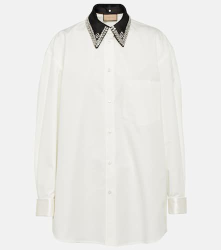 Embellished cotton poplin shirt - Gucci - Modalova