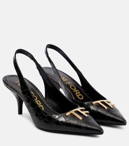 Croc-effect leather slingback pumps - Tom Ford - Modalova