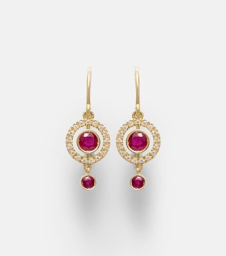 Orbit 18kt drop earrings with rubies and diamonds - Ileana Makri - Modalova