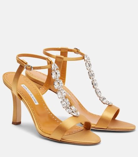 Crystal-embellished satin sandals - Manolo Blahnik - Modalova