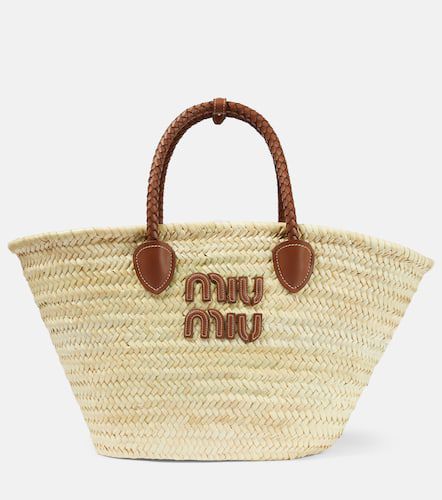 Miu Miu Logo Large straw tote bag - Miu Miu - Modalova