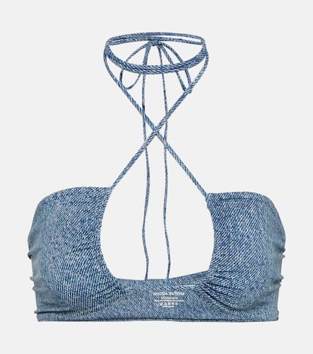 Denim-printed halterneck bikini top - Magda Butrym - Modalova