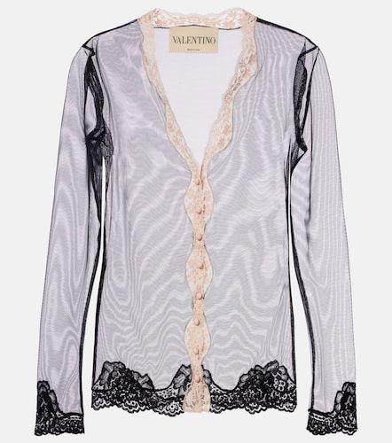 Cárdigan de malla con encaje - Valentino - Modalova