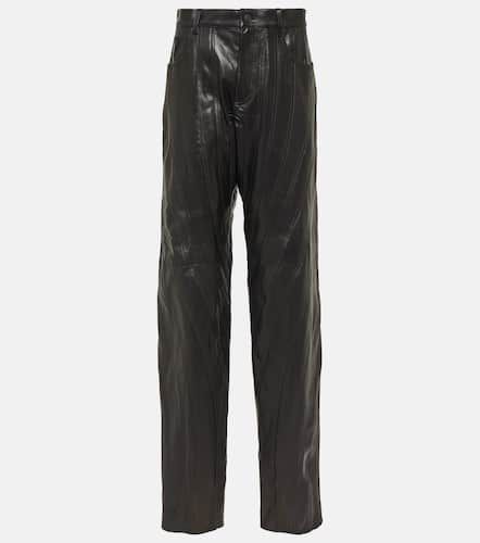 Low-rise leather straight pants - Mugler - Modalova