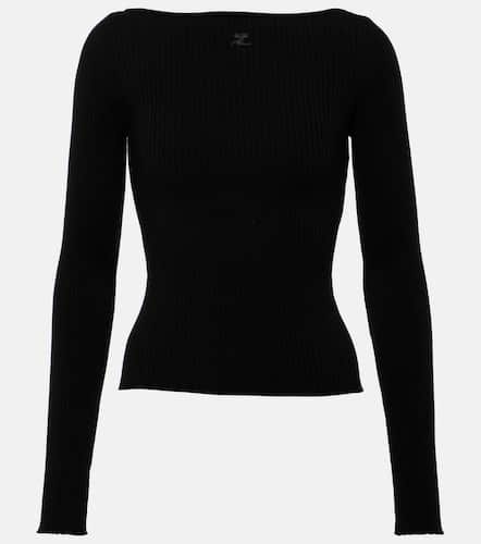 Courrèges Top in maglia a coste con scollo bardot - Courreges - Modalova