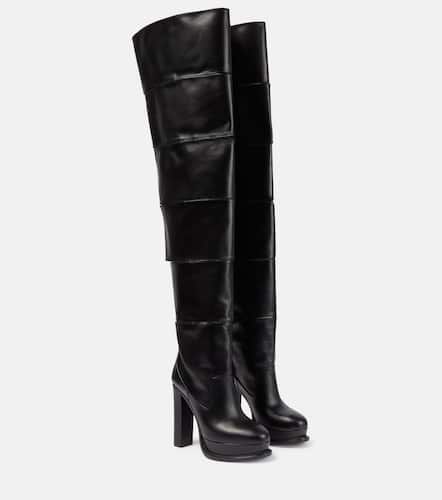 Leather platform over-the-knee boots - Alexander McQueen - Modalova