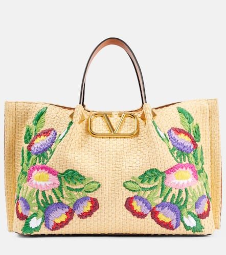 VLogo Medium raffia-effect tote bag - Valentino Garavani - Modalova