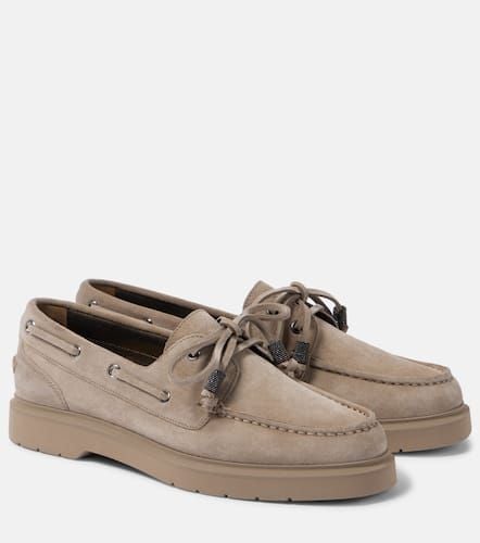 Monili suede boat shoes - Brunello Cucinelli - Modalova