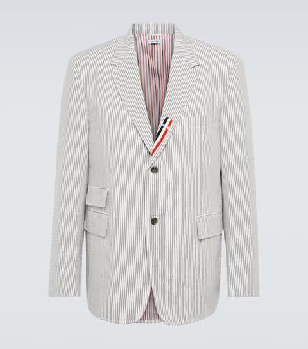 Blazer in cotone gessato con tricolore - Thom Browne - Modalova